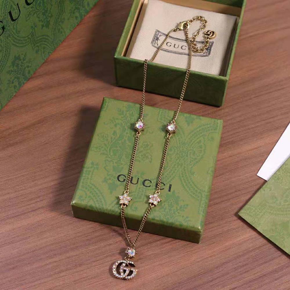 G*u*i women double g necklace with crystals