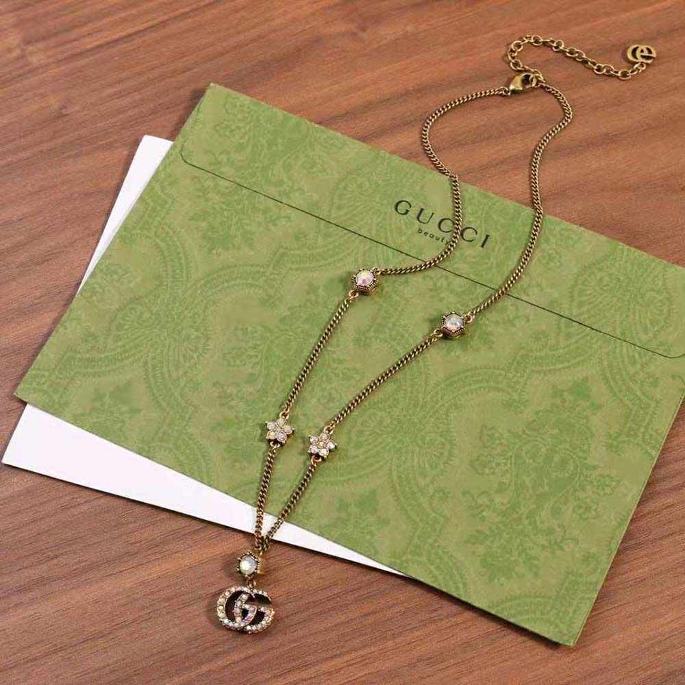 G*u*i women double g necklace with crystals