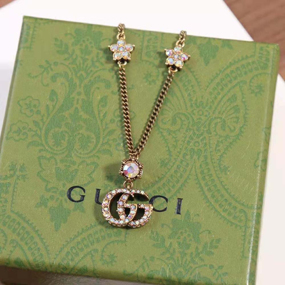 G*u*i women double g necklace with crystals