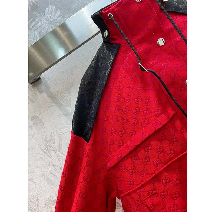 G*u*i women gg canvas bomber jacket high neck drawstring detachable hood gilet dropped shoulder