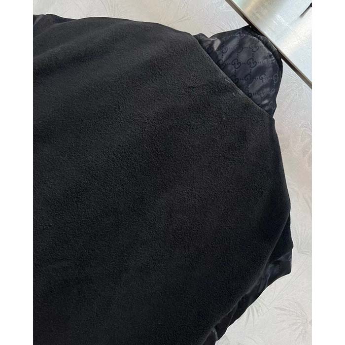 G*u*i women gg canvas bomber jacket high neck drawstring detachable hood gilet dropped shoulder