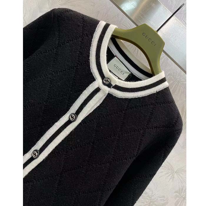 G*u*i women gg extra fine wool piquet coat collarless long sleeves two front pockets