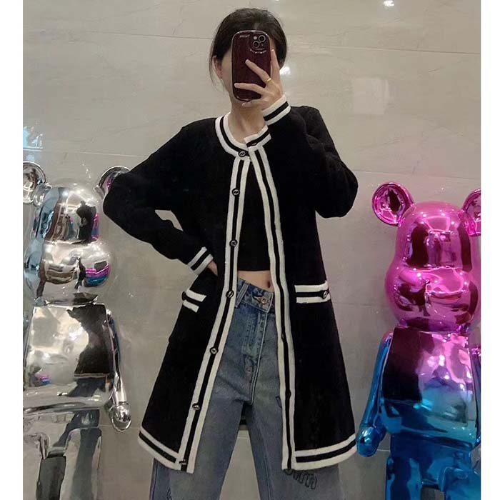 G*u*i women gg extra fine wool piquet coat collarless long sleeves two front pockets