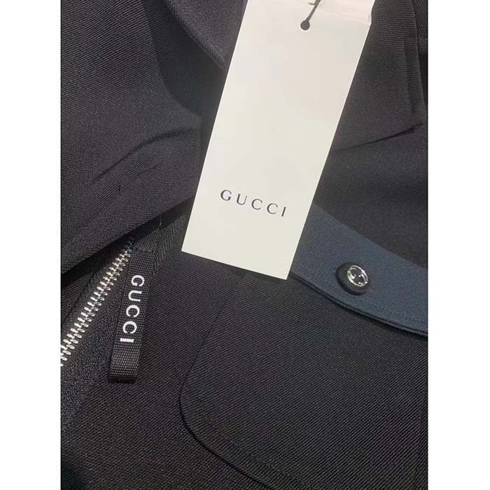 G*u*i women gg fine wool crêpe jacket black satin unlined notch lapel three front pockets