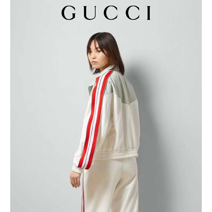 G*u*i women gg technical jersey zip sweatshirt interlocking g embroidered patch high neck dropped shoulder