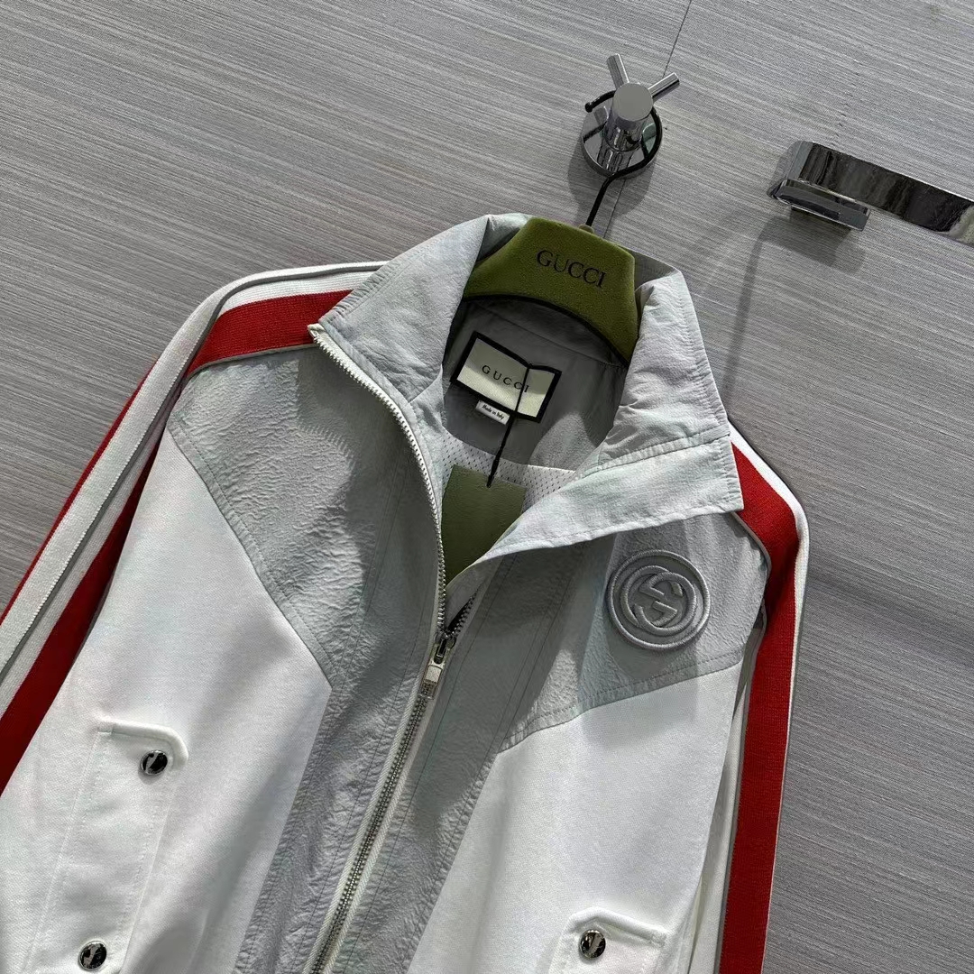 G*u*i men gg technical jersey zip sweatshirt interlocking g embroidered patch high neck dropped shoulder