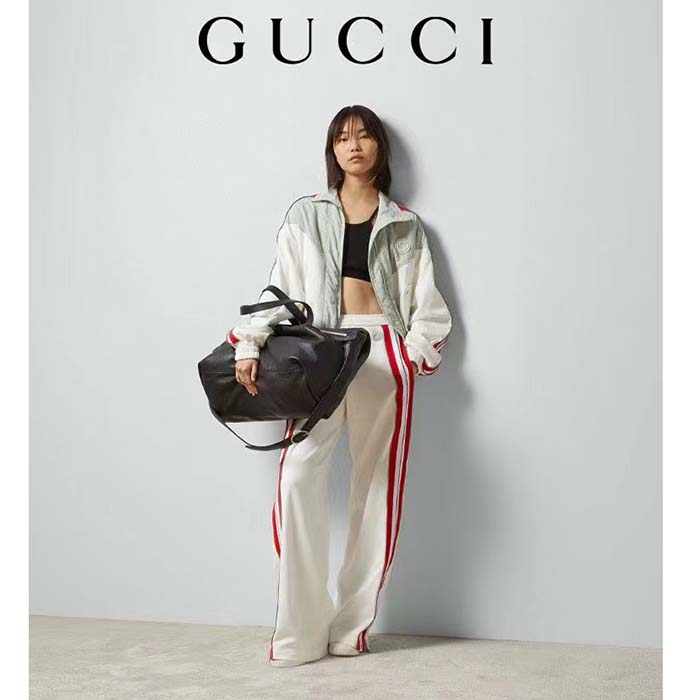 G*u*i women gg technical jersey zip sweatshirt interlocking g embroidered patch high neck dropped shoulder