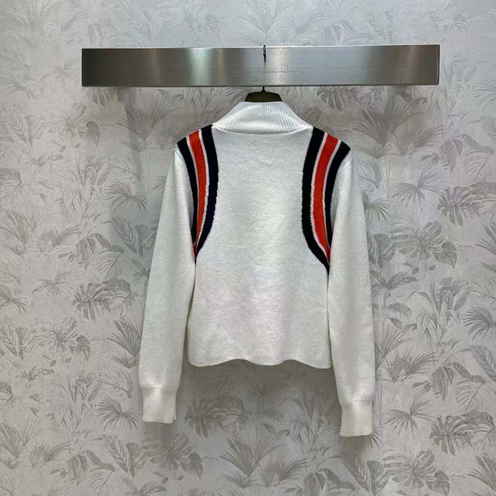 G*u*i men gg viscose knit top ivory high neck long sleeves cropped length