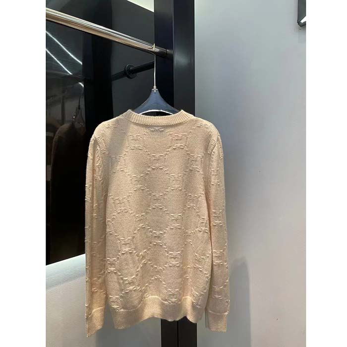 G*u*i men gg wool sweater cream crewneck dropped shoulder long sleeves