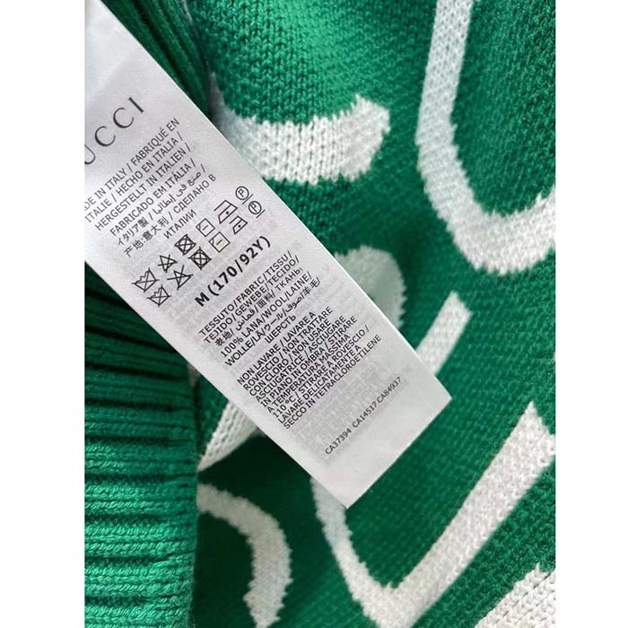 G*u*i men gg wool sweater G*u*i intarsia green crewneck dropped shoulder