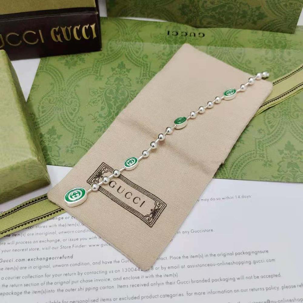 G*u*i women interlocking g boule chain bracelet