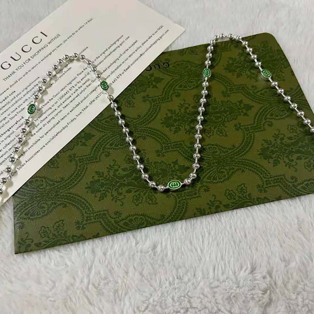 G*u*i women interlocking g boule chain necklace