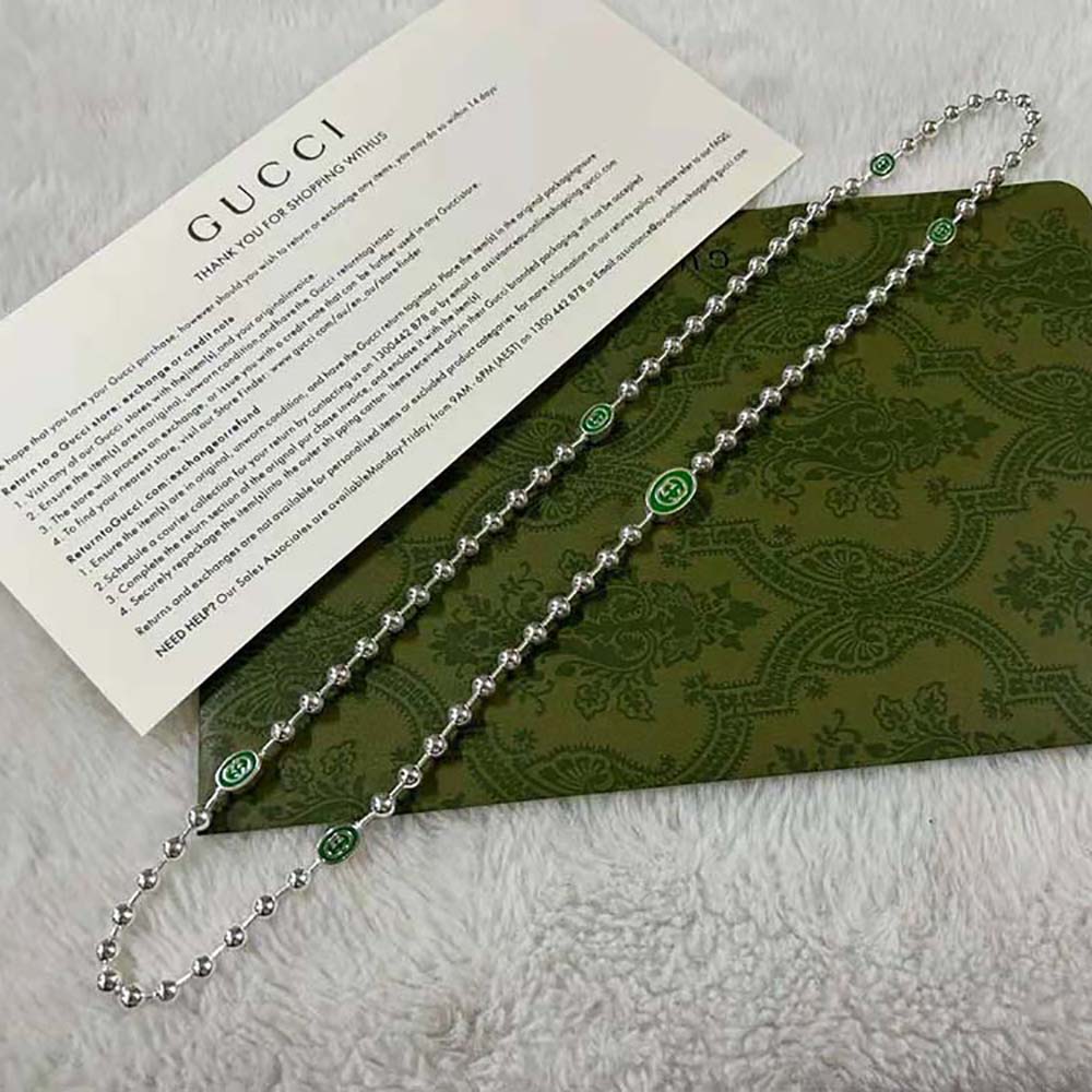 G*u*i women interlocking g boule chain necklace