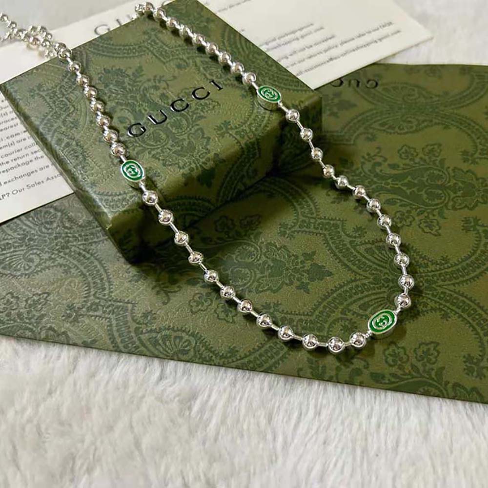 G*u*i women interlocking g boule chain necklace