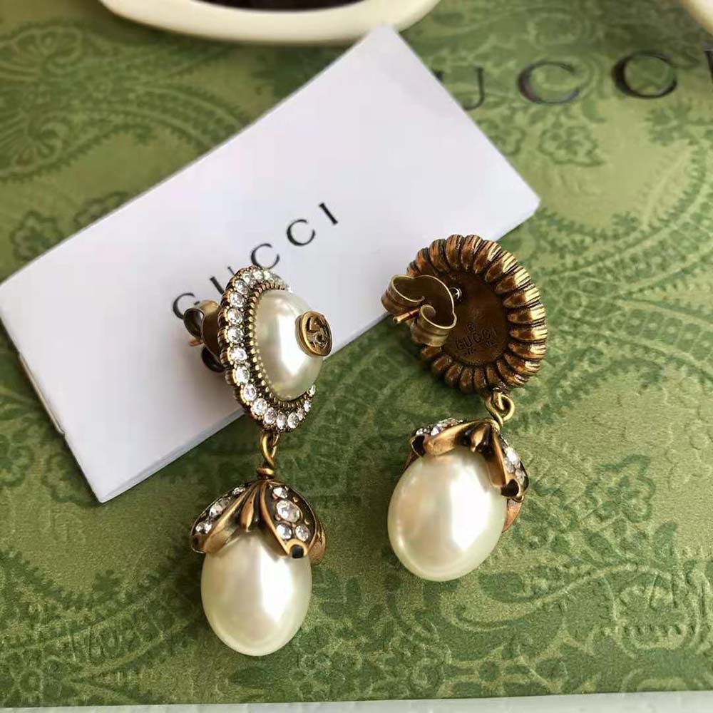 G*u*i women interlocking g pearl earrings