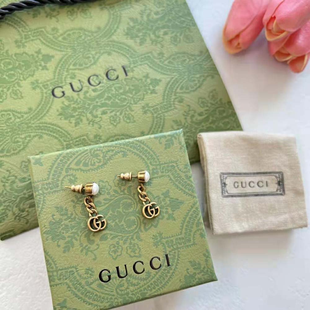 G*u*i women pearl double g earrings