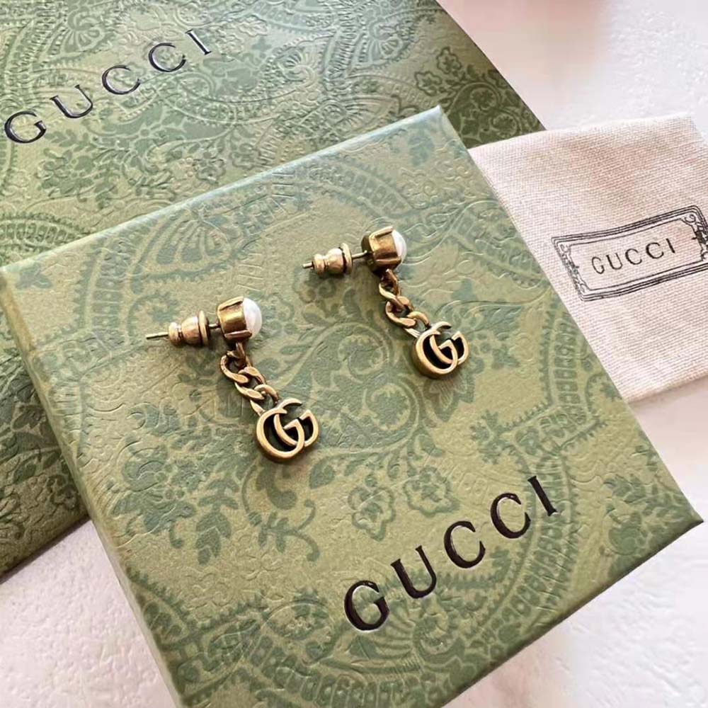 G*u*i women pearl double g earrings