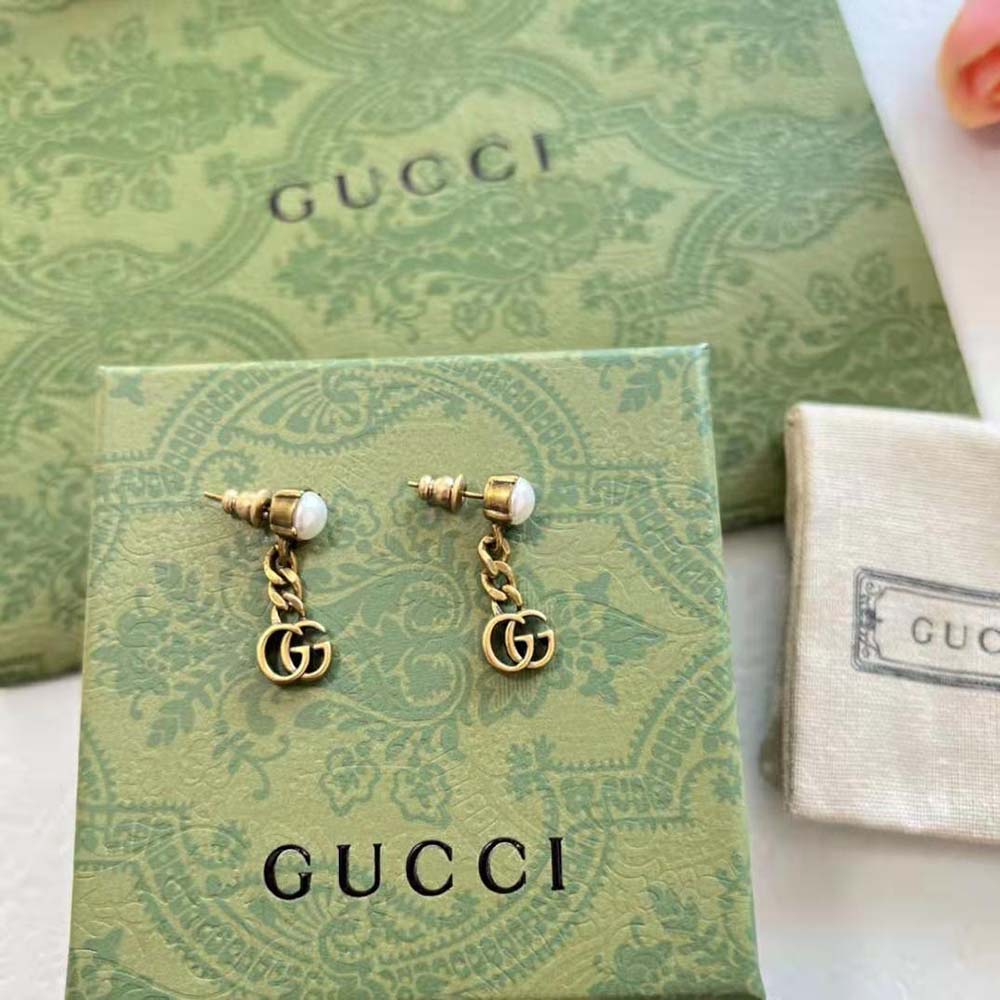 G*u*i women pearl double g earrings