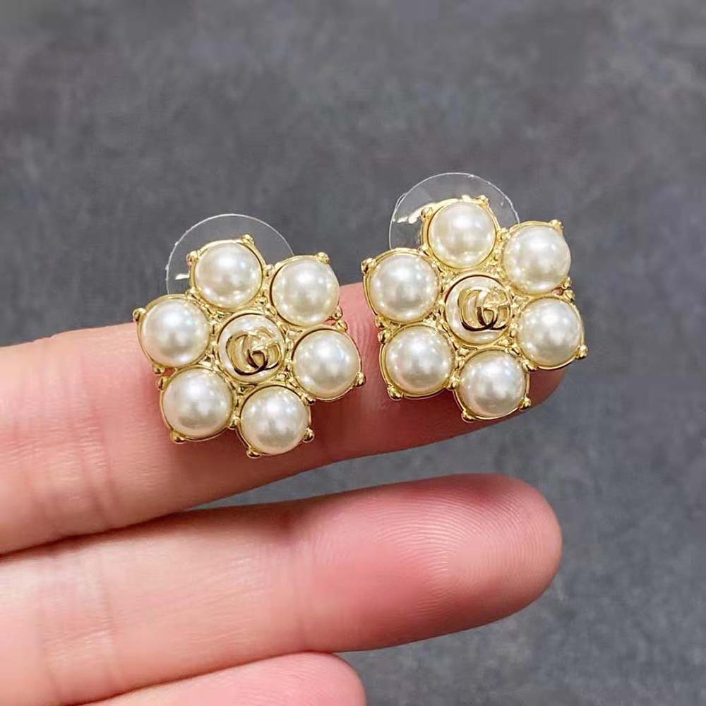 G*u*i women pearl double g earrings