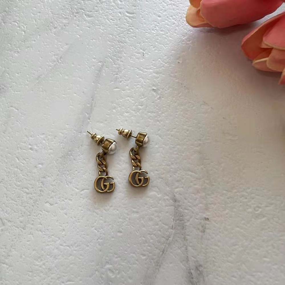 G*u*i women pearl double g earrings
