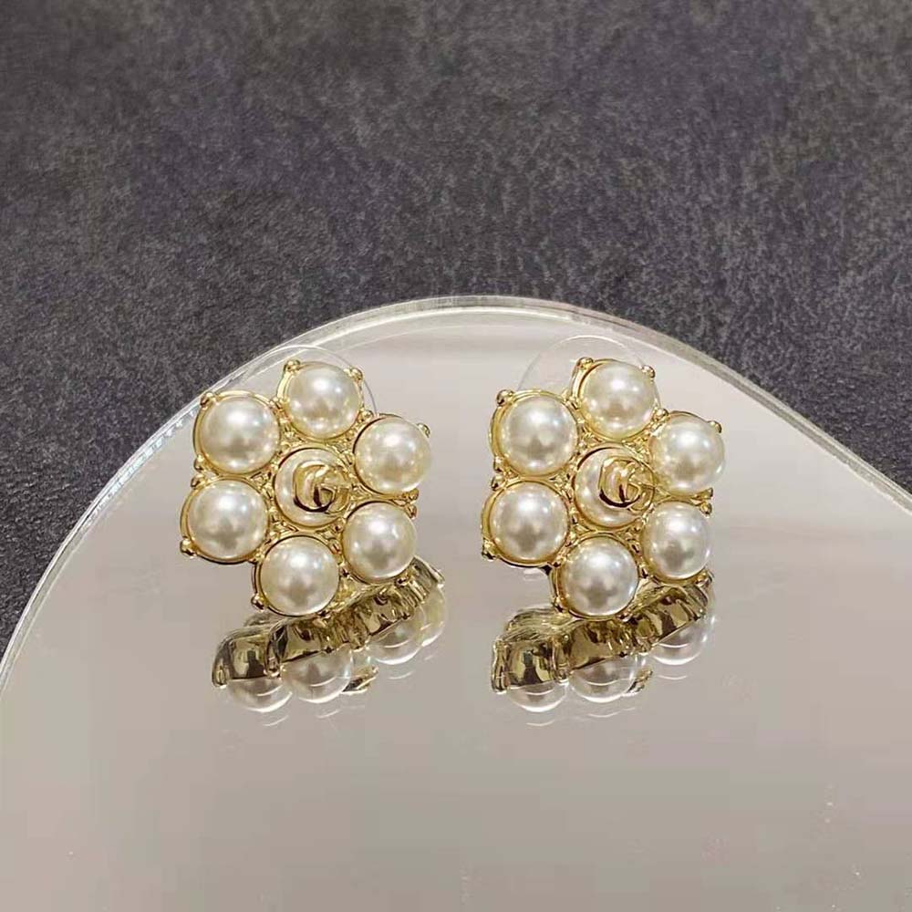 G*u*i women pearl double g earrings