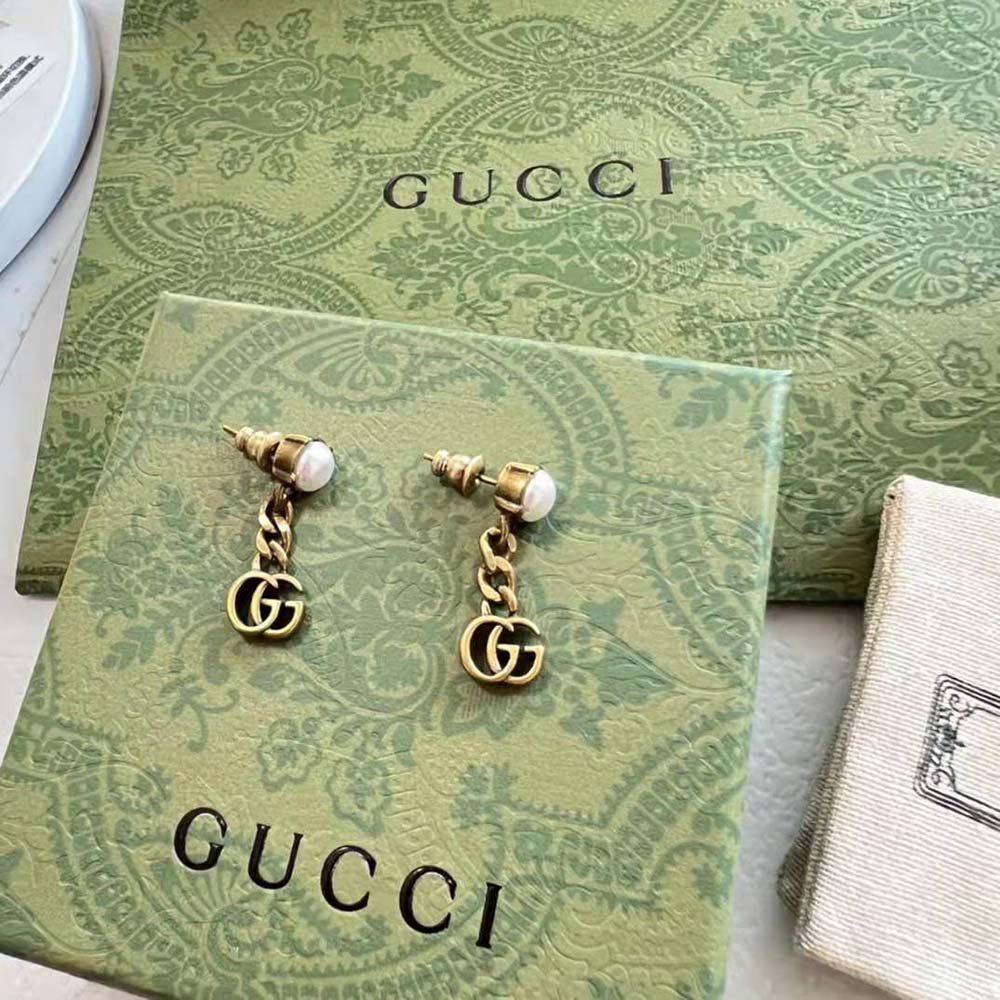 G*u*i women pearl double g earrings