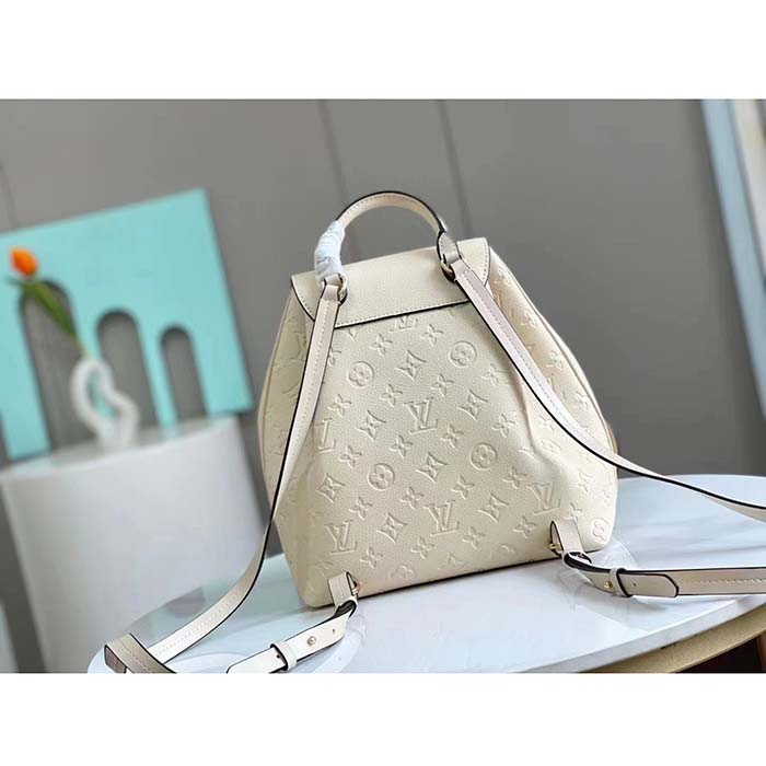 Louis Vuitton LV Unisex Montsouris Backpack Monogram Empreinte Embossed White Leather