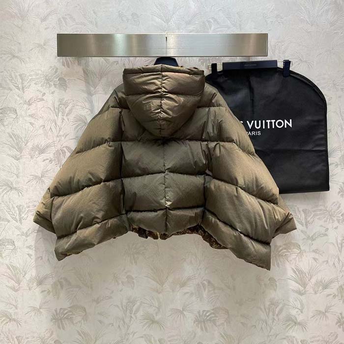 Louis Vuitton LV Women Monogram Accent Pillow Puffer Cape Khaki Regular Fit