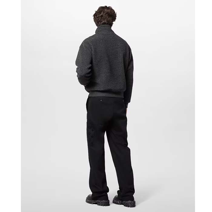Louis Vuitton Men LV Fleece Blouson Regular Fit Front Zipped Closure Volcanic Ash
