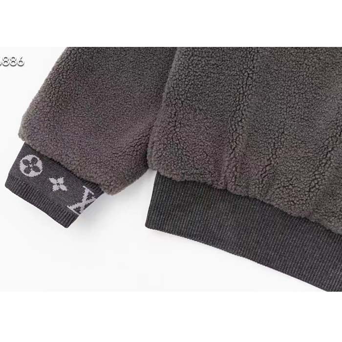 Louis Vuitton Women LV Fleece Blouson Regular Fit Front Zipped Closure Volcanic Ash