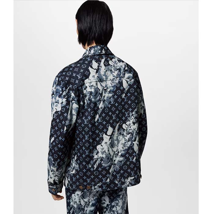 Louis Vuitton Men LV Monogram Printed Denim Jacket Regular Fit Printed Monogram Flower