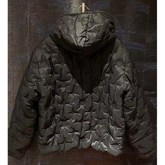 Louis Vuitton Men LV Monogram Quilted Hooded Blouson Regular Fit Allover Monogram Draw Cords Padded