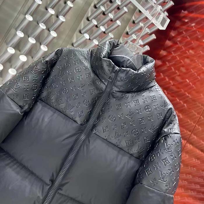 Louis Vuitton Women LV Oversized Puffer Jacket Black Monogram Hood Water-Resistant Lamb Leather