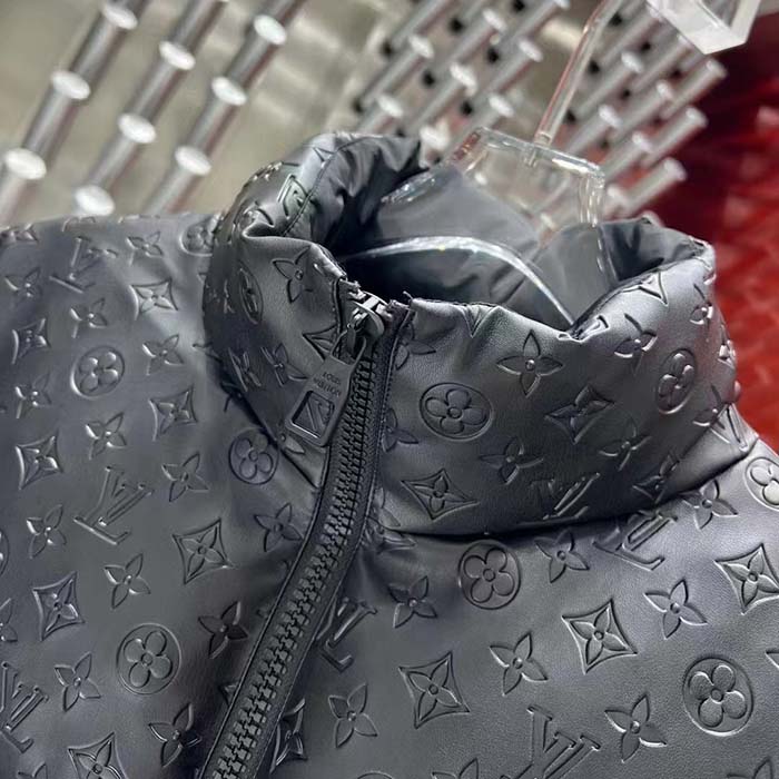 Louis Vuitton Women LV Oversized Puffer Jacket Black Monogram Hood Water-Resistant Lamb Leather