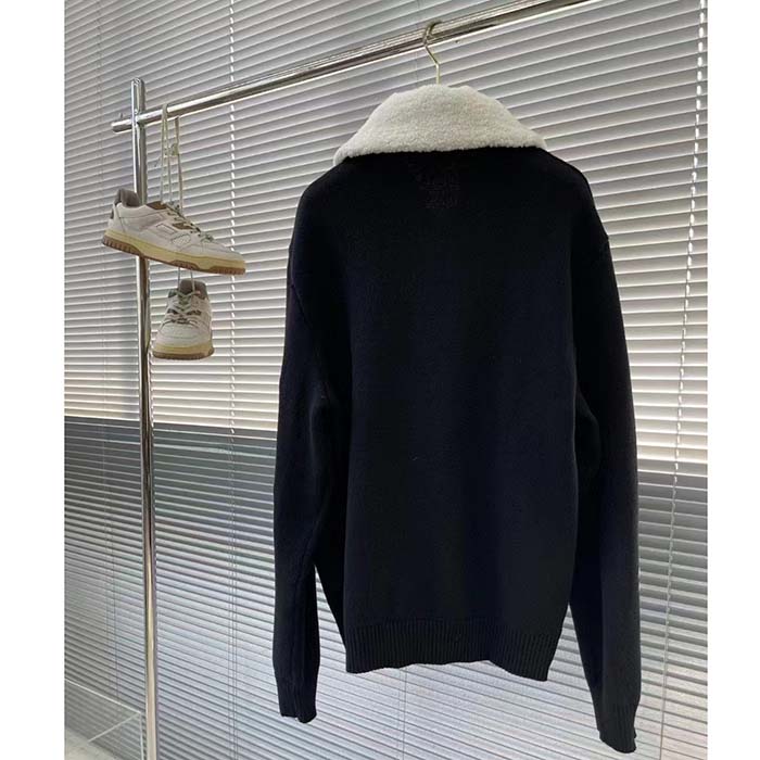 Louis Vuitton Men LV SKI Wool Blouson With Shearling Collar Regular Fit LV Ice Black