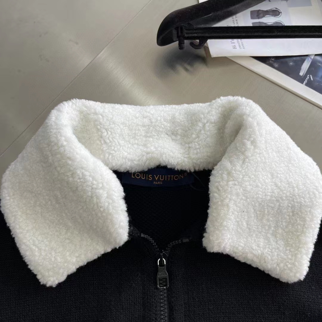 Louis Vuitton Men LV SKI Wool Blouson With Shearling Collar Regular Fit LV Ice Black