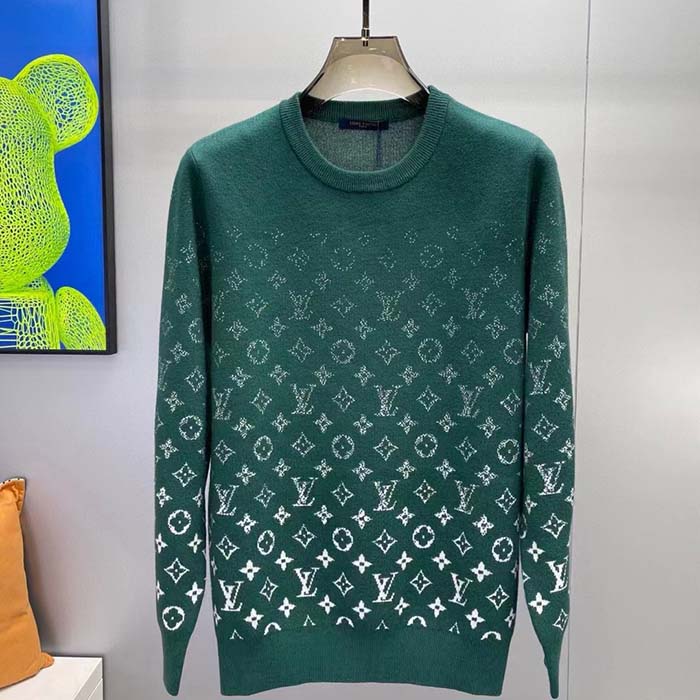 Louis Vuitton Men Monogram Gradient Cotton Crewneck Regular Fit Allover Monogram Gradient Motif