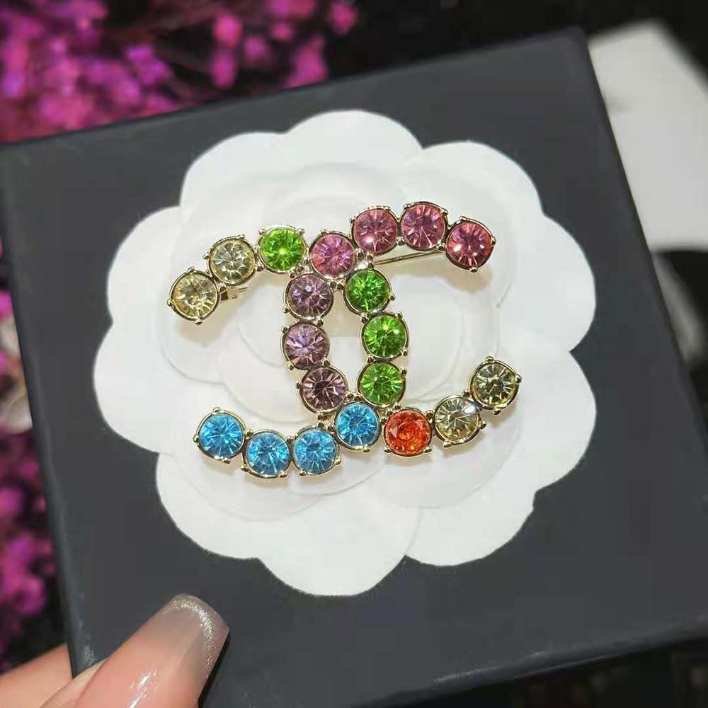 Chanel Women Brooch in Metal and Diamantés