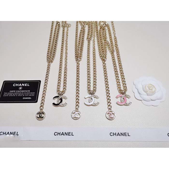 Chanel Women CC Belt Gold Tone Metal Black Chanel Logo