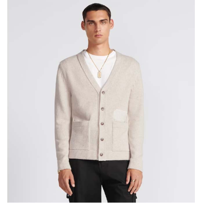 Dior Men CD Christian Dior Couture Cardigan Beige Cashmere Jersey