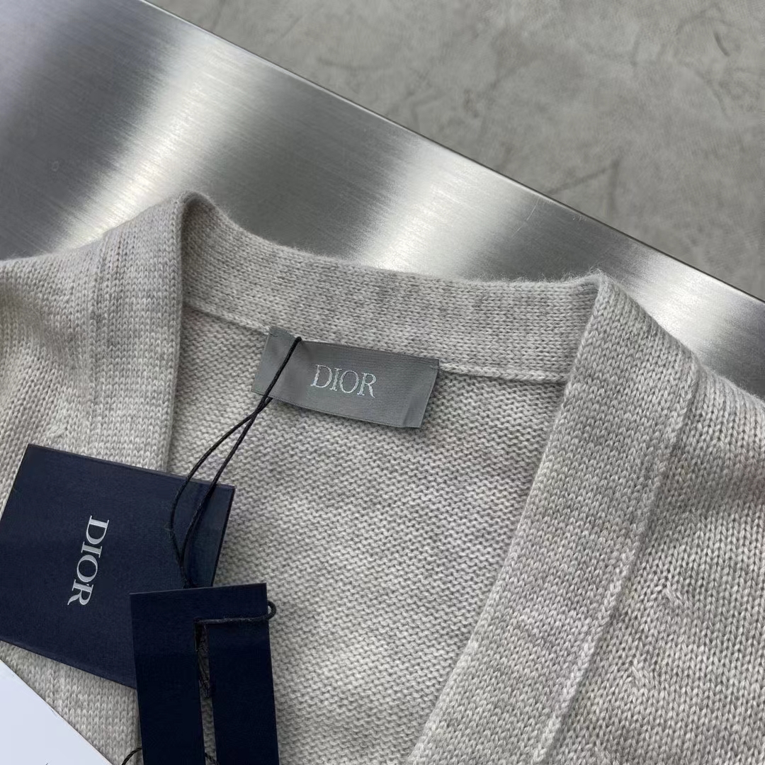 Dior Men CD Christian Dior Couture Cardigan Beige Cashmere Jersey