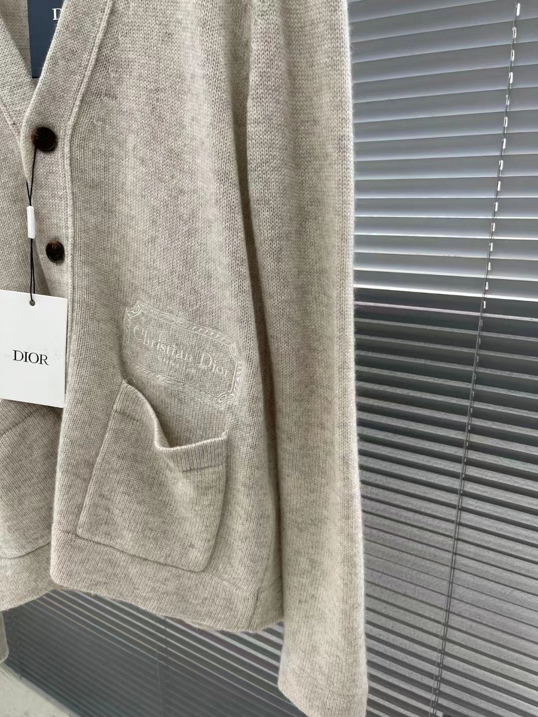 Dior Men CD Christian Dior Couture Cardigan Beige Cashmere Jersey