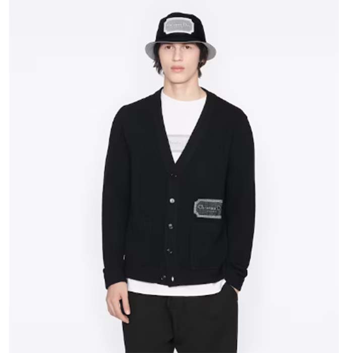 Dior Men CD Christian Dior Couture Cardigan Black Cashmere Jersey