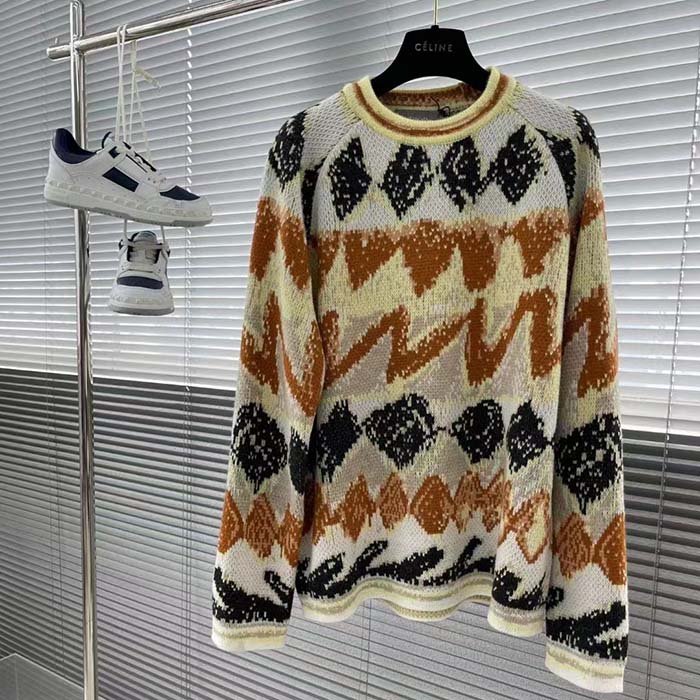 Dior Men CD Dior And Peter Doig Sweater Multicolor Wool Cashmere Jacquard