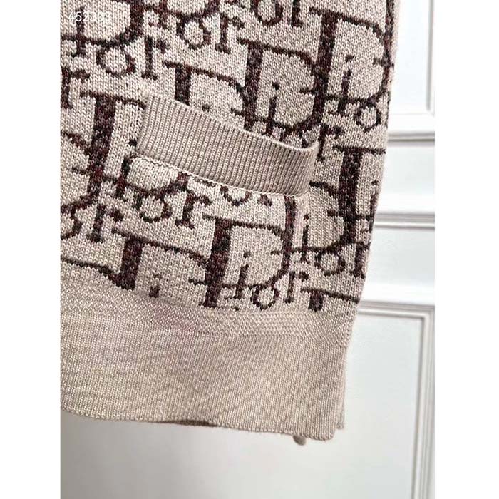 Dior Men CD Dior Oblique Cardigan Beige Brown Wool Jacquard Reference: 213M233AT662_C187