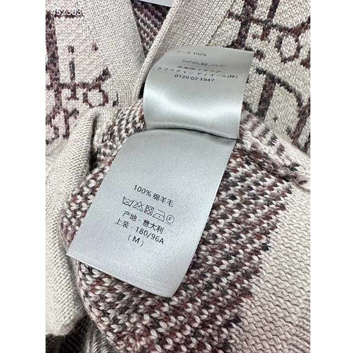Dior Men CD Dior Oblique Cardigan Beige Brown Wool Jacquard Reference: 213M233AT662_C187