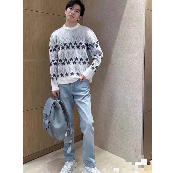 dior men dior and peter doig cd Di*m*nd sweater gray wool jacquard