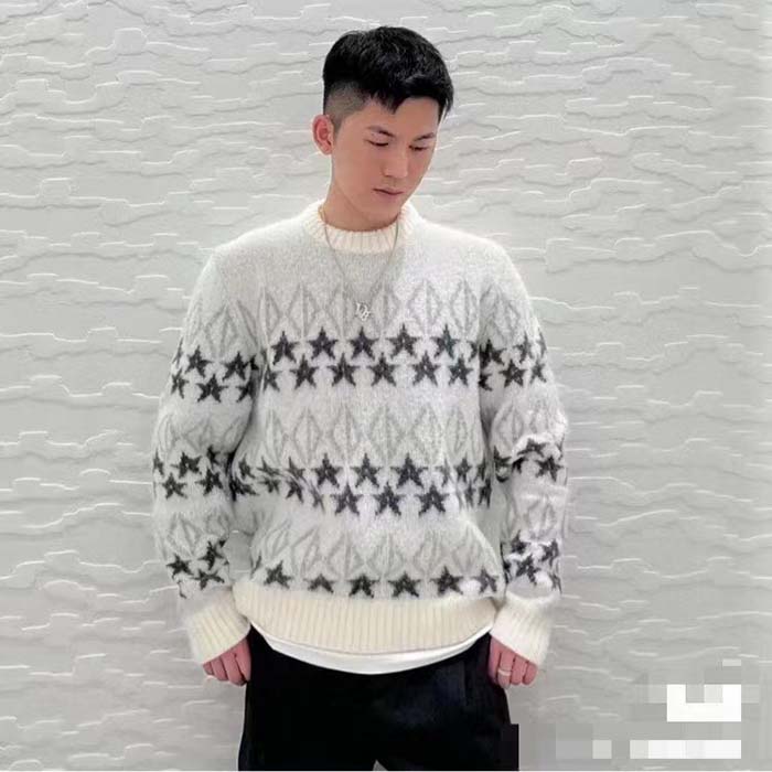 dior men dior and peter doig cd Di*m*nd sweater gray wool jacquard