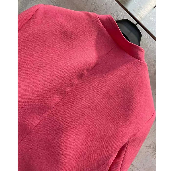 Dior Women CD Cropped Jacket Passion Pink Wool Silk Long Sleeves