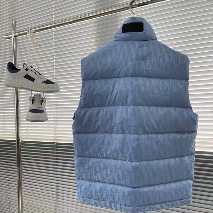 Dior Men CD Dior Oblique Down Vest Blue Technical Jacquard